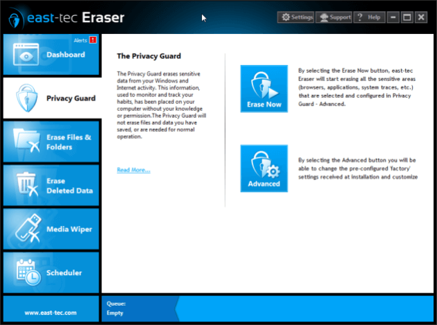 Erase application traces - Privacy Guard